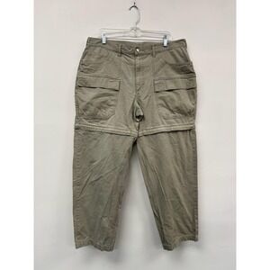 VTG REI Cargo Pants 36x28 Green Zip Off Convertible Hiking Outdoor Trail 90s